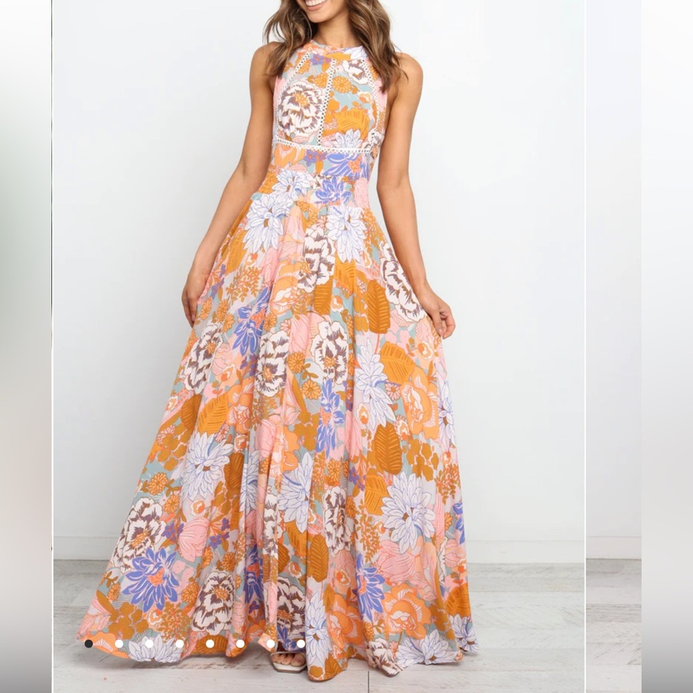 Petal & Pup Orange Pink Floral Maxi Dress